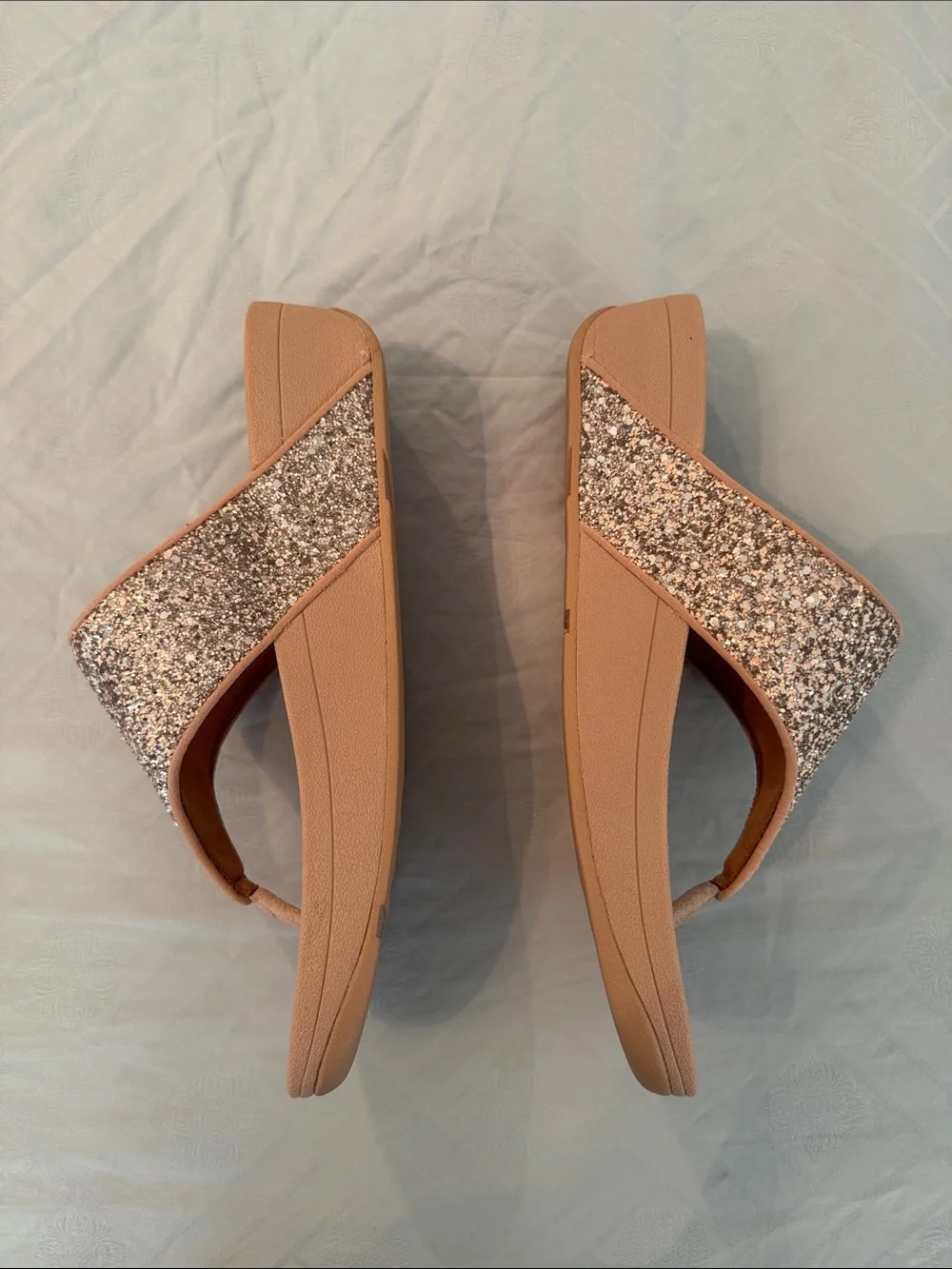 Glitter Thong Sandals in Rose Gold - Women's Slip-On Flip Flop - Picture 3 of 6